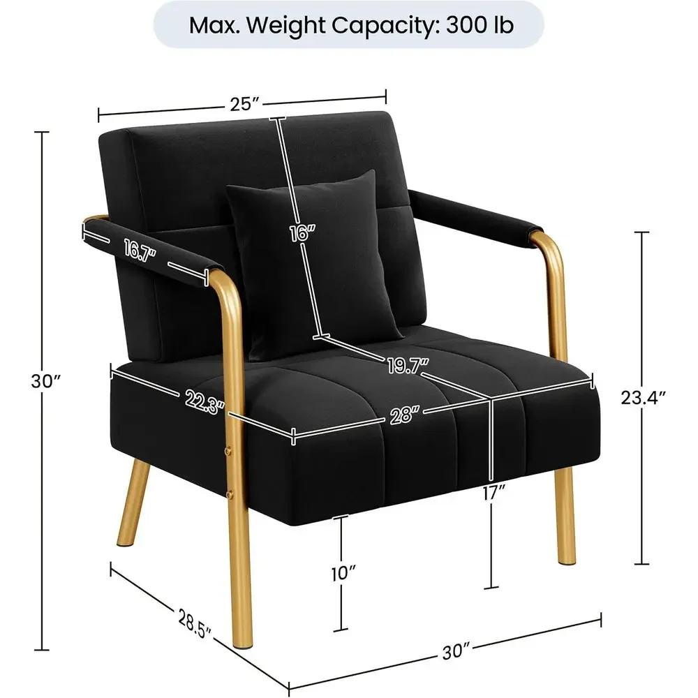 30ワイドエレガントベルベットソファ、ゴールドメタルのアーム - Home Office Sofa のレビューと価格