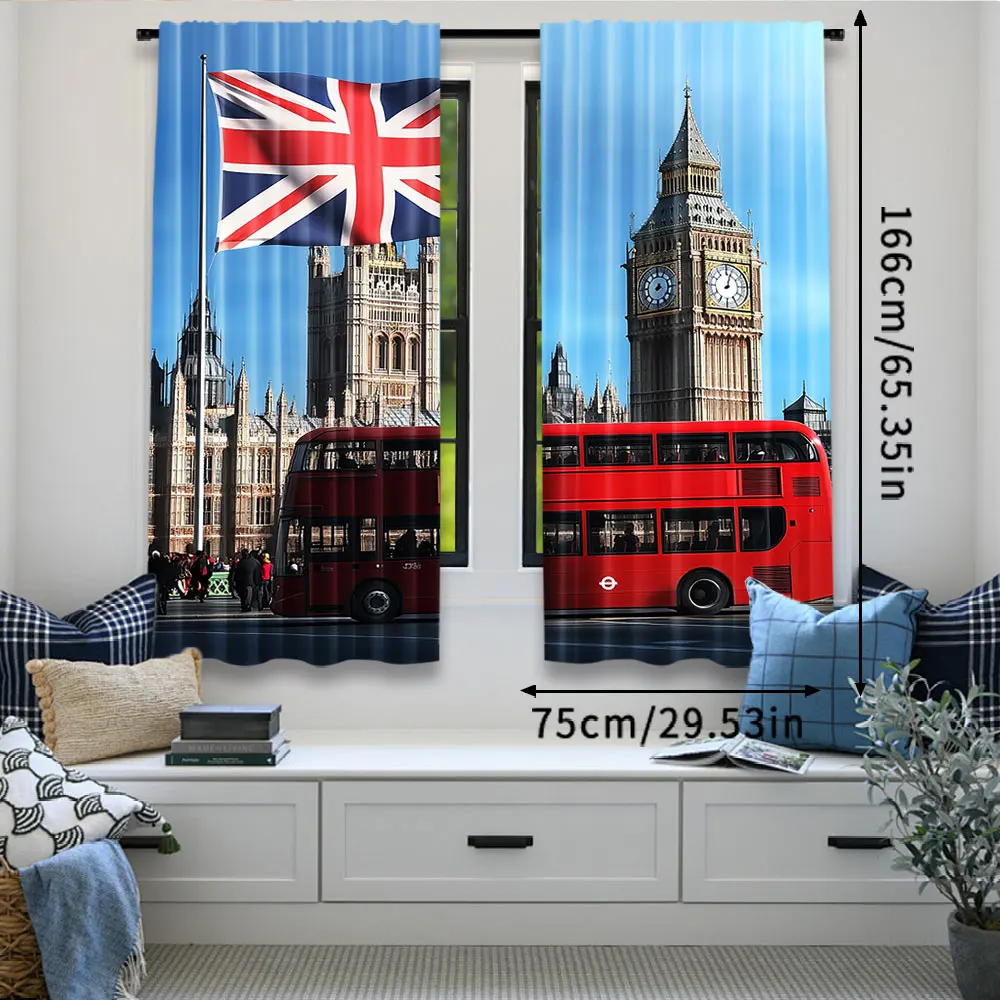 2 個ビッグベンロンドンストリート背景カーテン英国旗イングラ - Home Office London のレビューと価格