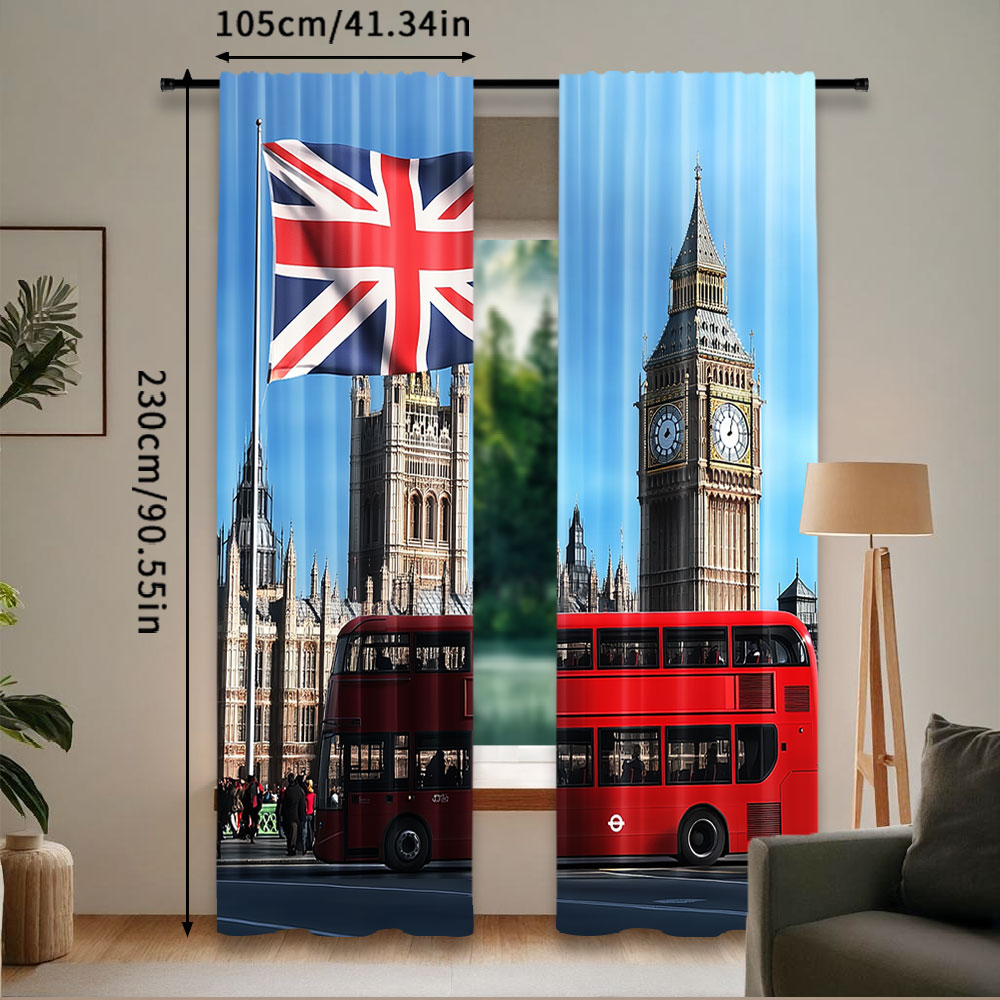 2 個ビッグベンロンドンストリート背景カーテン英国旗イングラ - Home Office London のレビューと価格