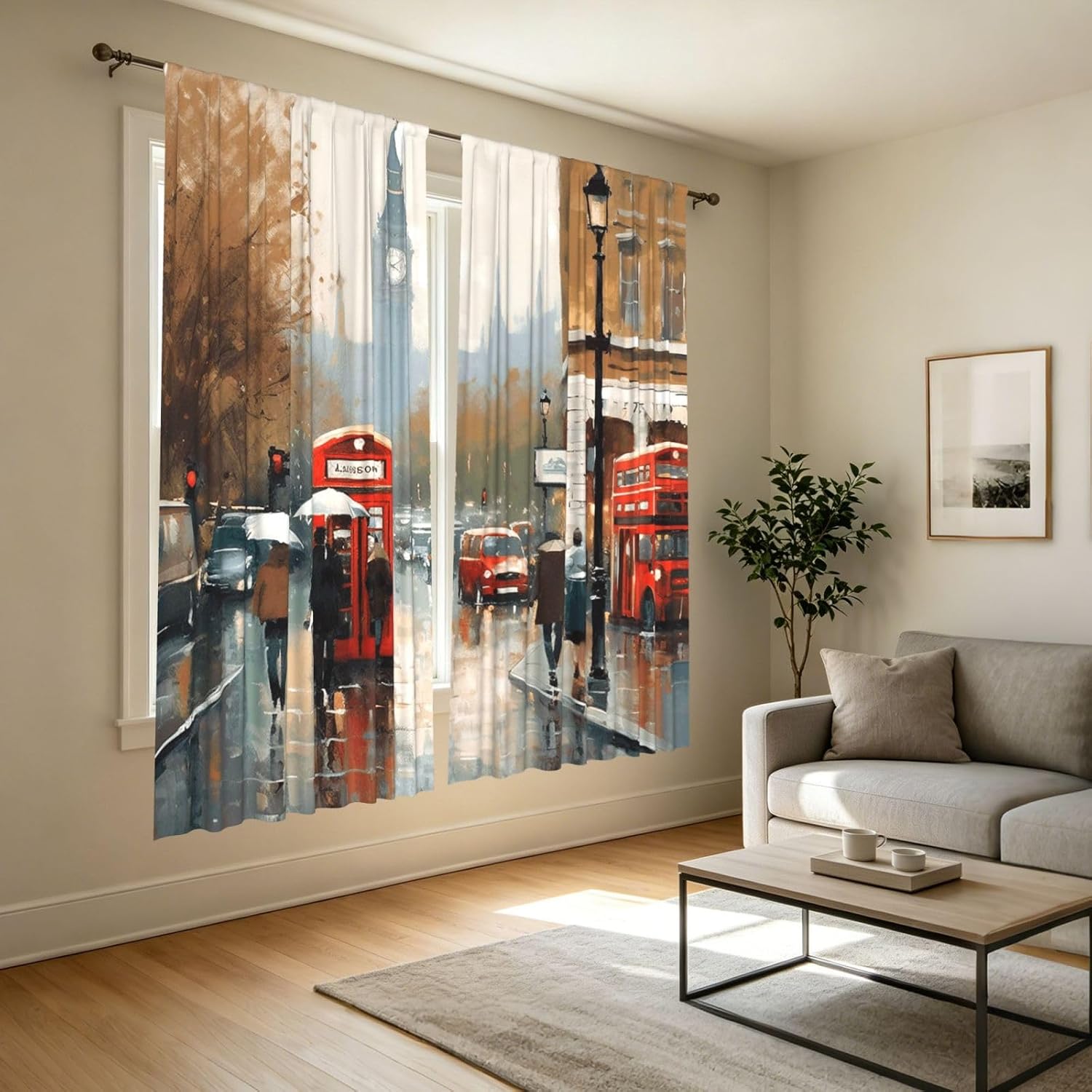 ヴィンテージロンドンストリートアートカーテン ポリエステル製 - Home Office London のレビューと価格