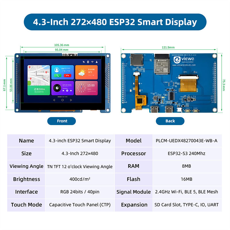 ESP32 S3 4.3インチ 480*272静電容量式タッ - Monitor Arm Dual のレビューと価格