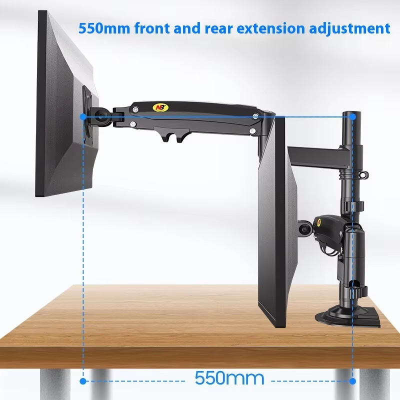 アルミニウム合金製 ブラック デュアルカラム コンピューター - Monitor Arm Dual のレビューと価格